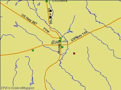 Woodville, Texas environmental map by EPA