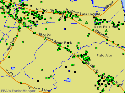 Menlo Park, California environmental map by EPA