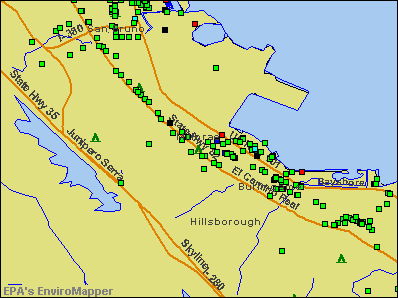 Millbrae, California environmental map by EPA