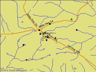 Appomattox, Virginia environmental map by EPA