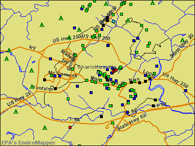 Charlottesville, Virginia environmental map by EPA