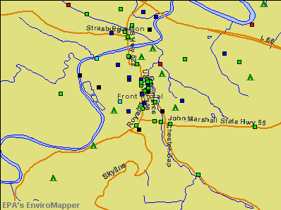 Front Royal, Virginia environmental map by EPA