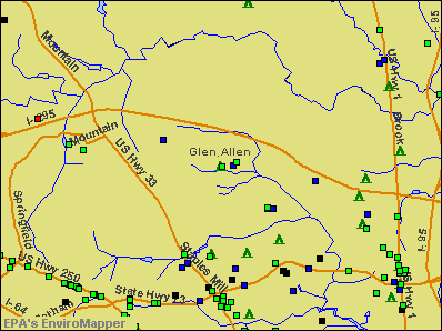 Glen Allen, Virginia environmental map by EPA