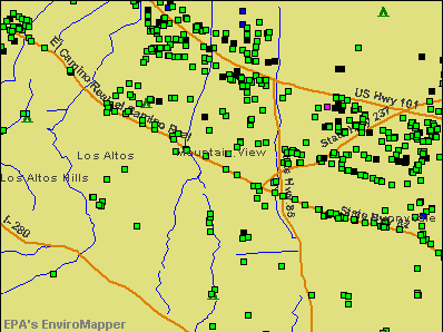 Mountain View, California environmental map by EPA