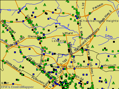 Lakeside, Virginia environmental map by EPA