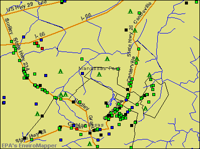 Manassas Park, Virginia environmental map by EPA