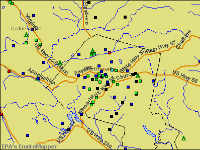 Martinsville, Virginia environmental map by EPA