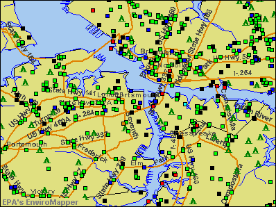 Portsmouth, Virginia environmental map by EPA