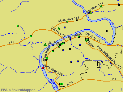 Radford, Virginia environmental map by EPA