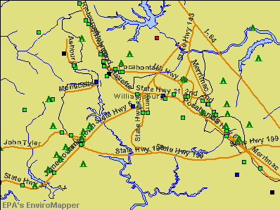 Williamsburg, Virginia environmental map by EPA