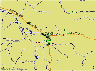 Colville, Washington environmental map by EPA