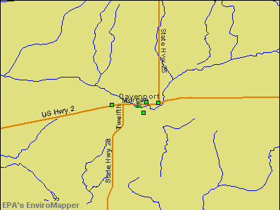 Davenport, Washington environmental map by EPA