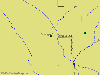 Orange Cove, California environmental map by EPA