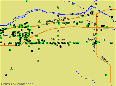 Dishman, Washington environmental map by EPA
