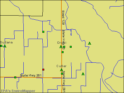 Orosi, California environmental map by EPA