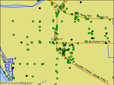 Oxnard, California environmental map by EPA
