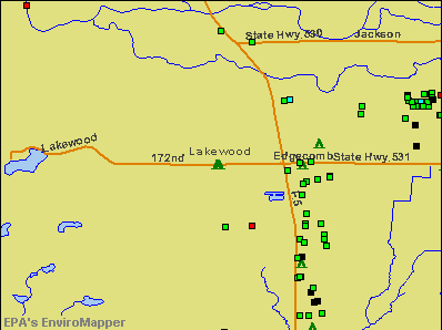 Lakewood, Washington environmental map by EPA