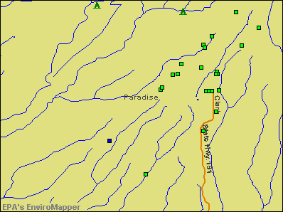 Paradise, California environmental map by EPA