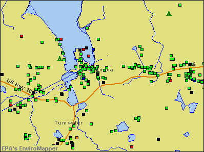 Olympia, Washington environmental map by EPA
