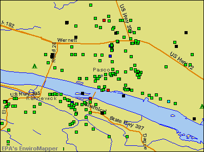 Pasco, Washington environmental map by EPA