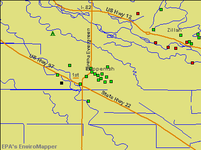 Toppenish, Washington environmental map by EPA