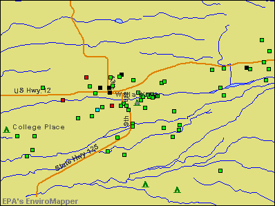 Walla Walla, Washington environmental map by EPA