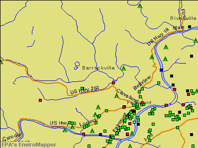 Barrackville, West Virginia environmental map by EPA