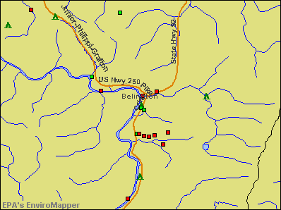 Belington, West Virginia environmental map by EPA