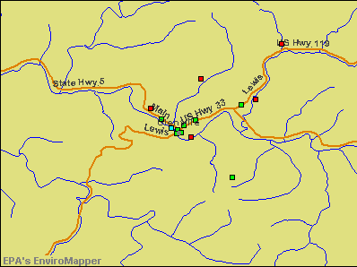 Glenville, West Virginia environmental map by EPA