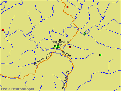 Harrisville, West Virginia environmental map by EPA