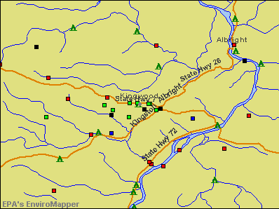 Kingwood, West Virginia environmental map by EPA