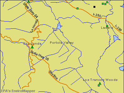 Portola Valley, California environmental map by EPA
