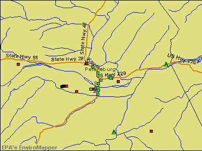 Petersburg, West Virginia environmental map by EPA