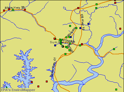 Summersville, West Virginia environmental map by EPA