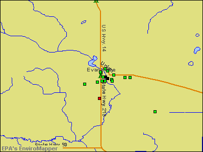 Evansville, Wisconsin environmental map by EPA