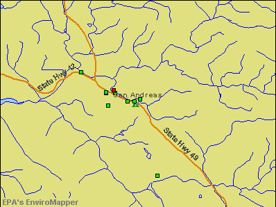San Andreas, California environmental map by EPA
