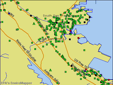 San Bruno, California environmental map by EPA