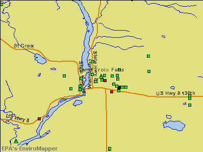 St. Croix Falls, Wisconsin environmental map by EPA