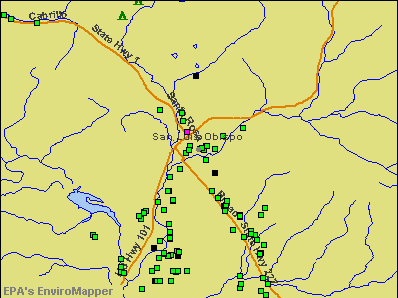San Luis Obispo, California environmental map by EPA