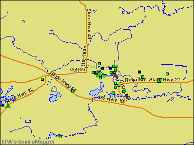 Waupaca, Wisconsin environmental map by EPA