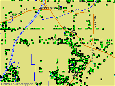 Santa Ana, California environmental map by EPA