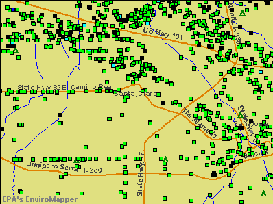 Santa Clara, California environmental map by EPA