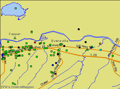 Evansville, Wyoming environmental map by EPA