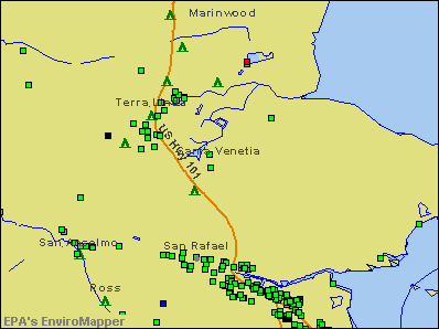 Santa Venetia, California environmental map by EPA
