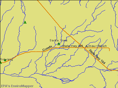 Santa Ynez, California environmental map by EPA
