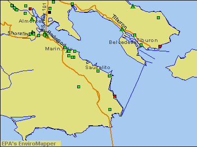Sausalito, California environmental map by EPA