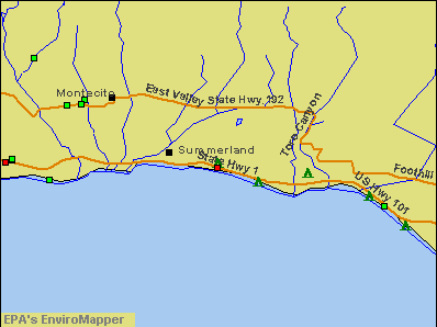Summerland, California environmental map by EPA