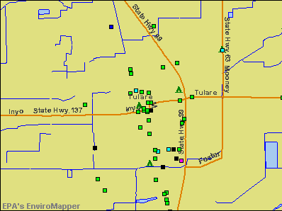 Tulare, California environmental map by EPA