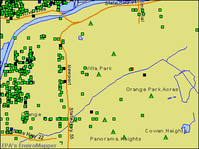 Villa Park, California environmental map by EPA