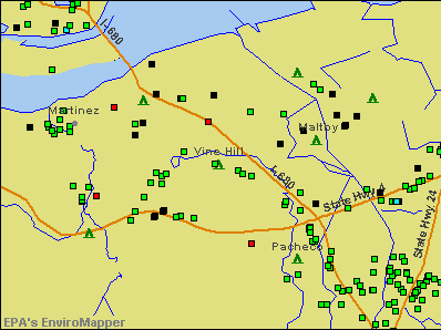 Vine Hill, California environmental map by EPA